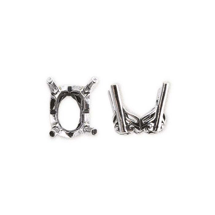 Sterling Silver Oval Pre-Notched Legendary™ Fancy 4-Prong Settings