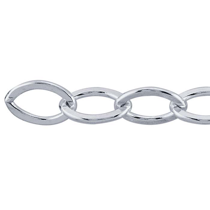Sterling Silver 7.1mm Flat Oval Cable Chain, By the Foot