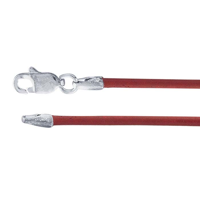 Poppy Red Leather Cords with Sterling Silver Clasps