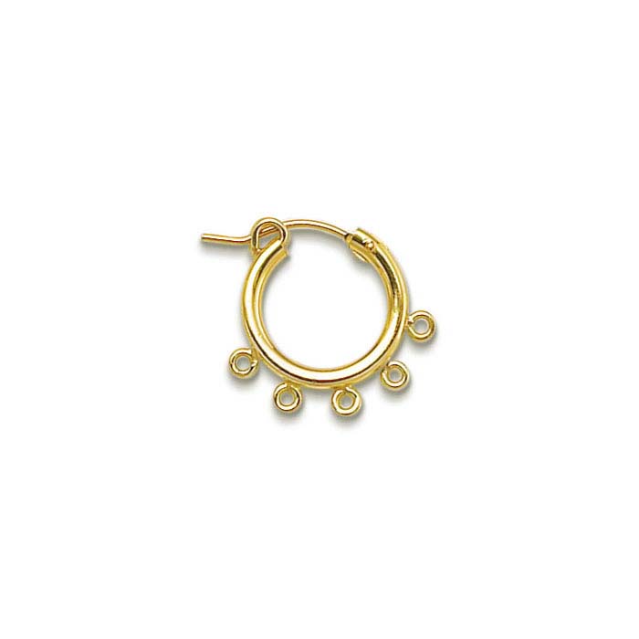 14/20 Yellow Gold-Filled 2mm Tubing Hoop Earring with Five Closed Rings