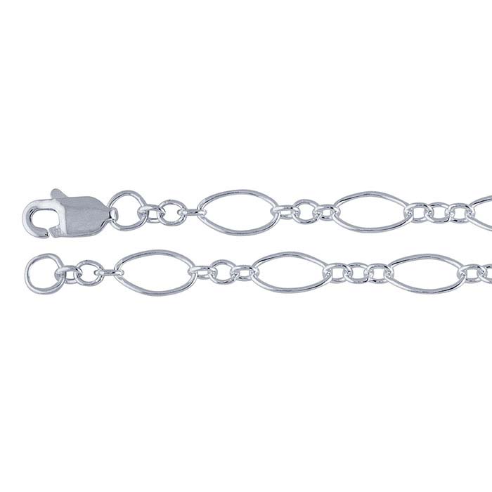 Sterling Silver 3.6mm Oval Long & Short Chains