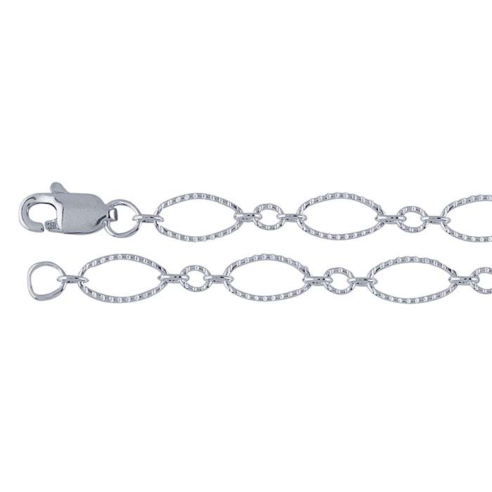 Sterling Silver 3.6mm Patterned Oval Long & Short Chains