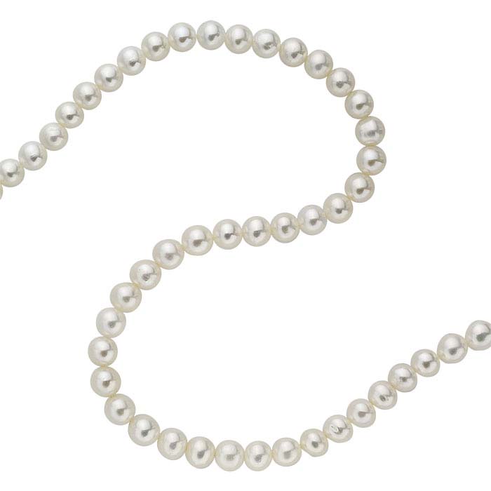Freshwater Cultured Round Pearl Strands, White, A-Grade