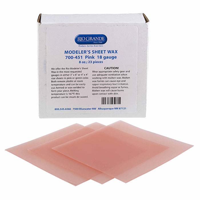 Modeler's Pink Wax Sheet, 4" x 4", 18Ga.