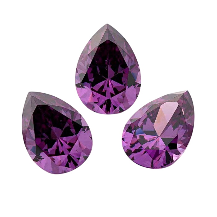 Purple CZ Pear Faceted Stones