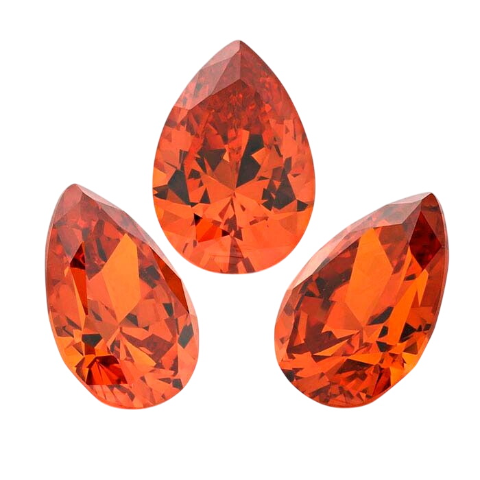 Orange CZ Pear Faceted Stones