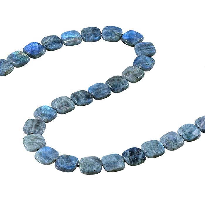 Labradorite 15mm Faceted Cushion Bead Strand