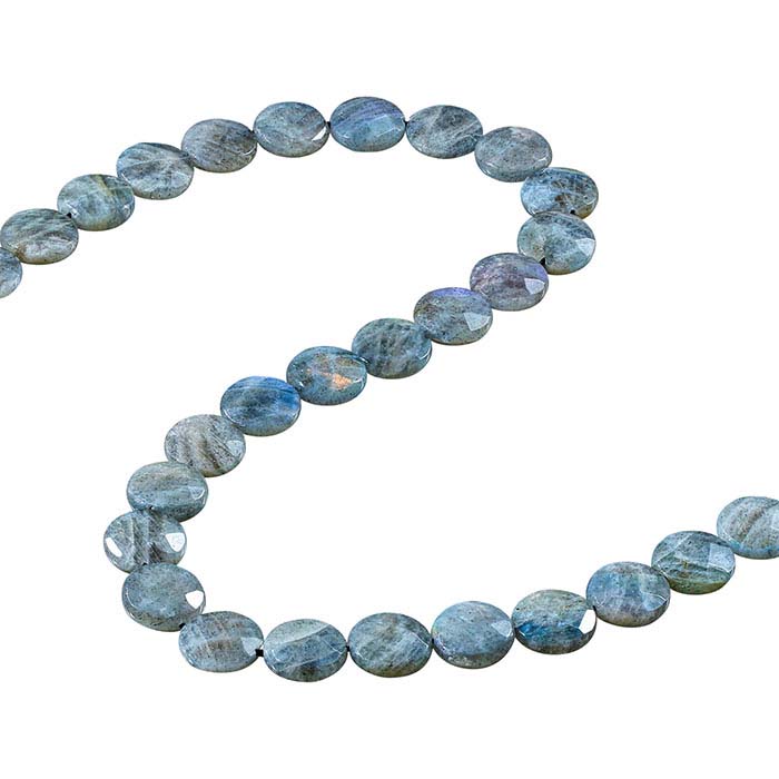 Labradorite 14mm Faceted Coin Bead Strand