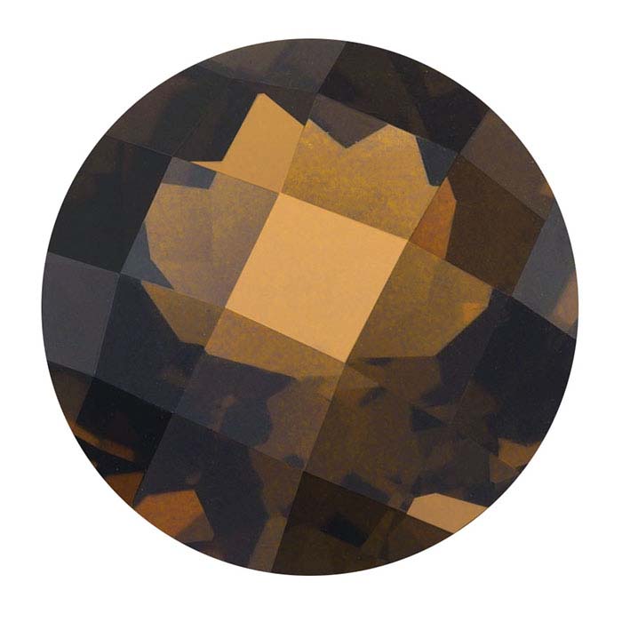 Smoky Quartz Round Checkerboard Faceted Stones, AA-Grade