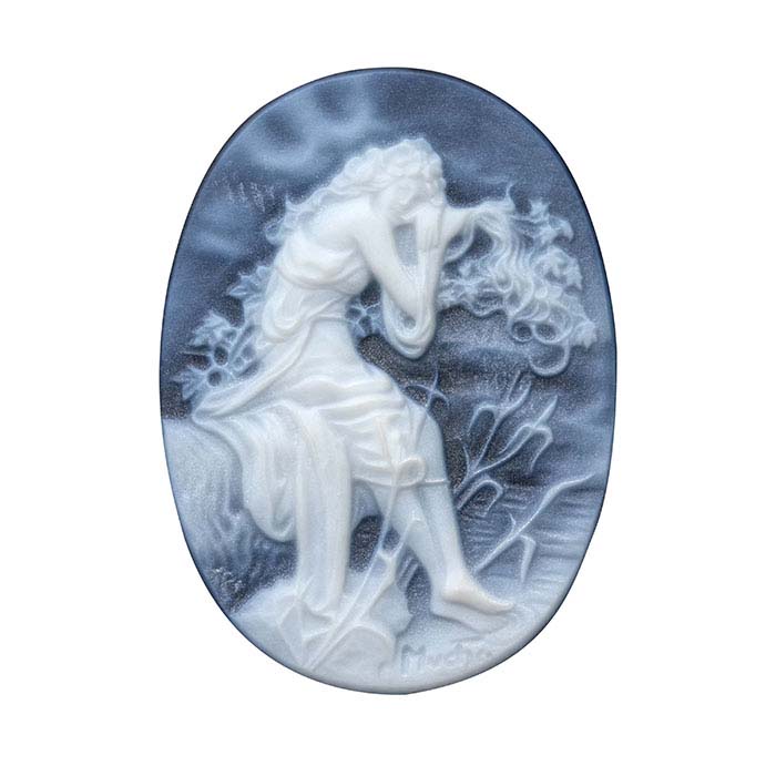 Alphonse Mucha Black Agate Oval "Summer" Signature Cameos
