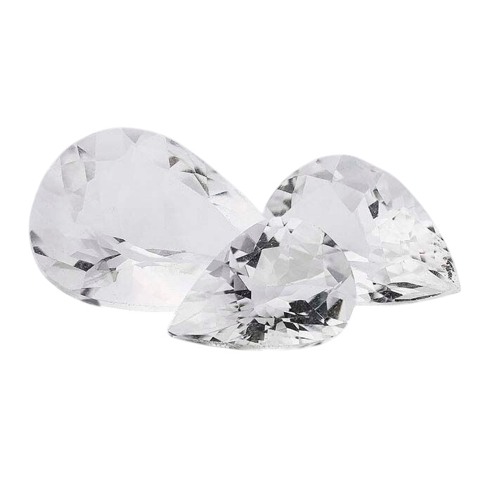 American Mined™ Arkansas Ice Quartz™ Pear Faceted Stones, AAA-Grade