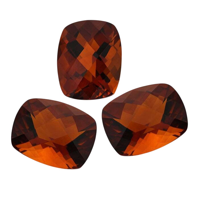 Fire Citrine 10 x 8mm Cushion Checkerboard Faceted Stone, AA-Grade