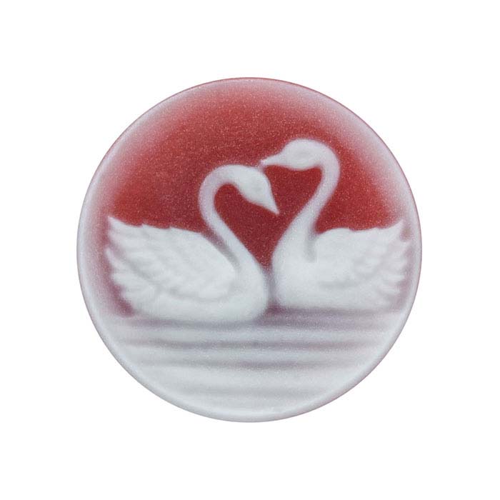 Red Agate 14mm Round Swans Cameo