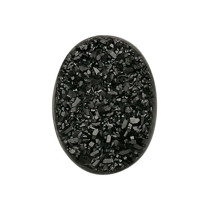 Black Druzy Quartz Oval Cabochons, A-Grade