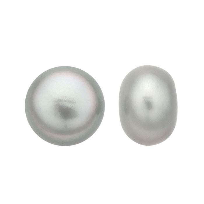 Freshwater Cultured Half-Drilled 6.5–7mm Button Pearl, Gray, A-Grade