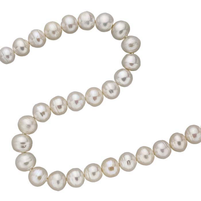 Freshwater Cultured 11.5–13mm Potato-Shaped Pearl Strand, White, A-Grade