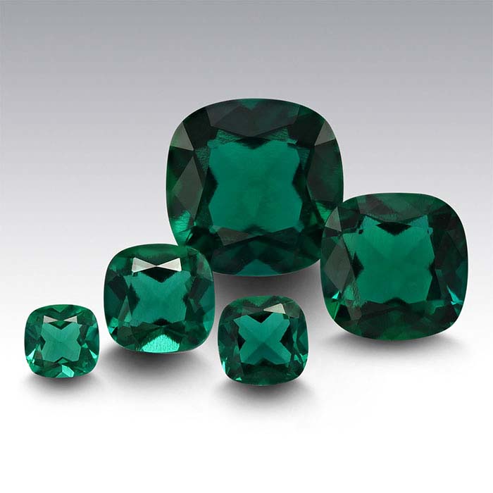 Lab-Created Emerald 5mm Cushion Faceted Stone