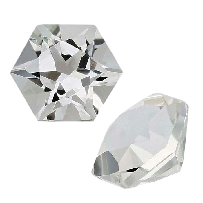 American Mined™ Arkansas Ice Quartz™ 5mm Hexagon Faceted Stone, AAA-Grade