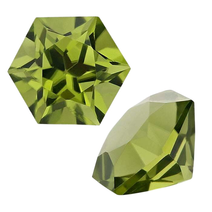 American Mined™ Arizona Peridot Hexagon Faceted Stones