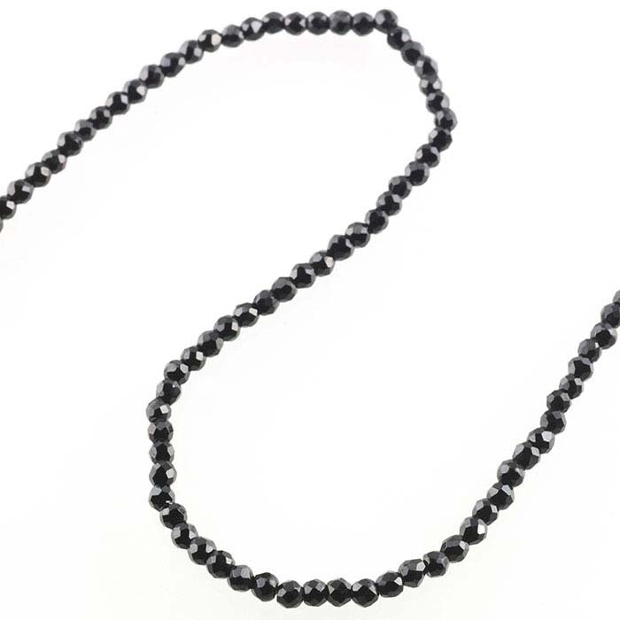 Black Spinel Faceted Round Beads