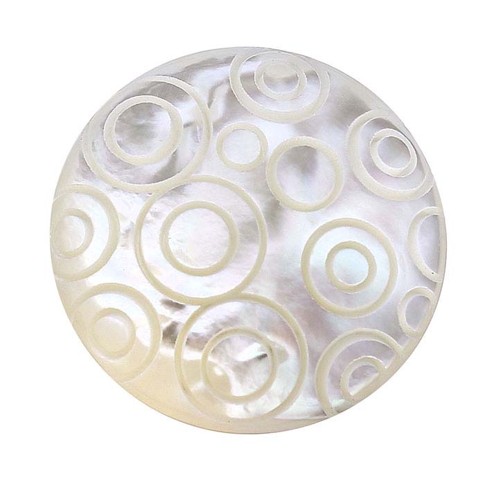 Carved "Circles" Mother-of-Pearl 25mm Round Cabochon