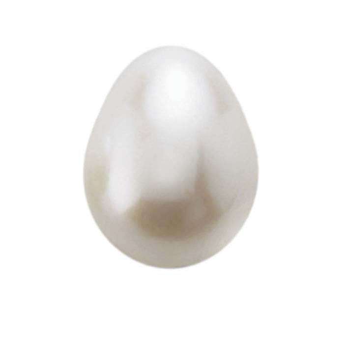 Freshwater Cultured Half-Drilled 9.25 x 7.5mm Drop Pearl, White, A-Grade