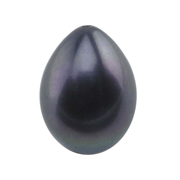 Freshwater Cultured Half-Drilled 9–10mm Drop Pearl, Black, A-Grade