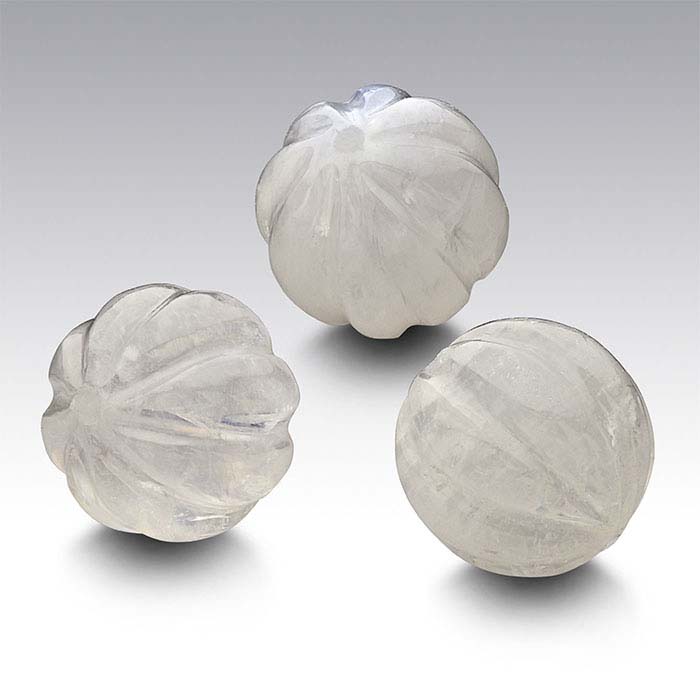 Rainbow Moonstone Half-Drilled 8mm Round Carved Bead