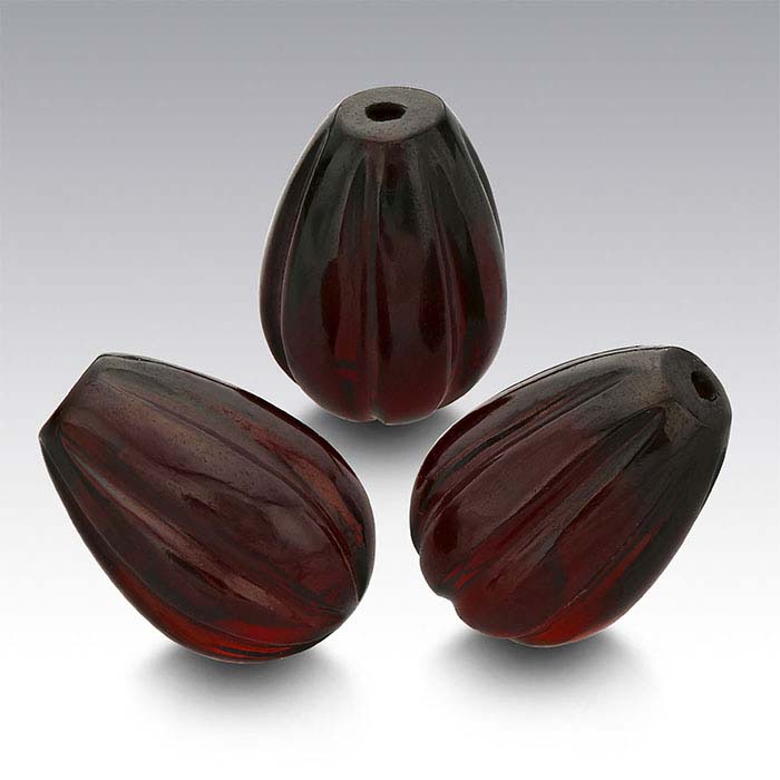 Garnet Half-Drilled 10 x 7mm Teardrop Bead