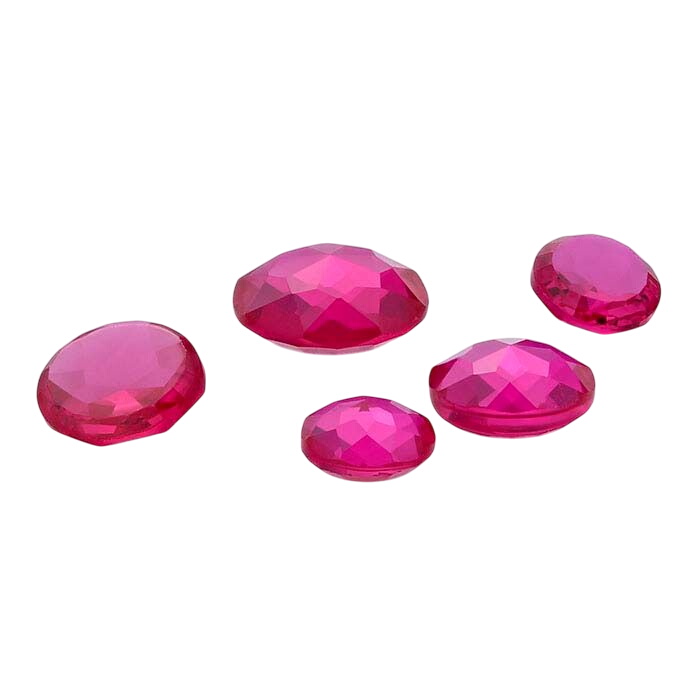 Lab-Created Ruby 6mm Round Le Bouton-Cut Cabochon
