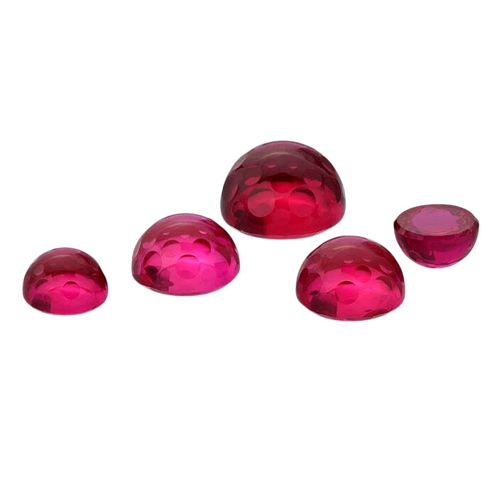 Simulated Garnet 5mm Round Bubble-Cut Cabochon