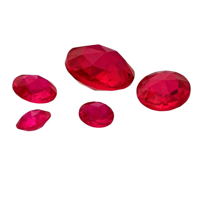 Lab-Created Ruby Round Double Rose-Cut Stones