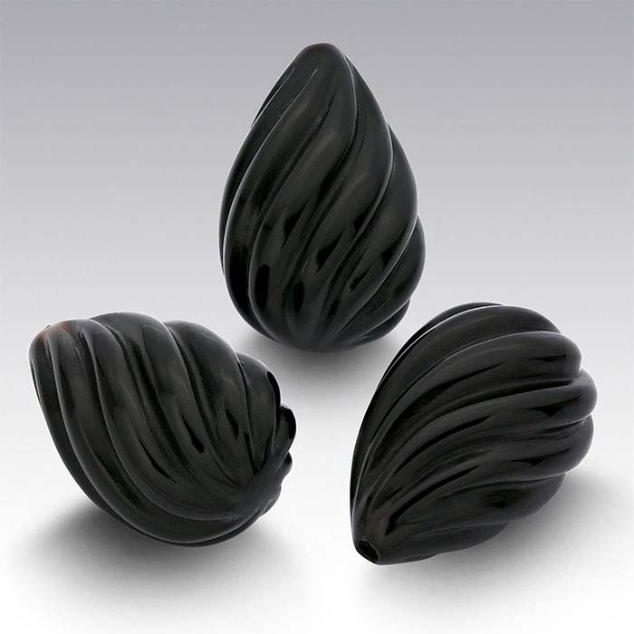 Black Onyx 15 x 10mm Fluted Drop