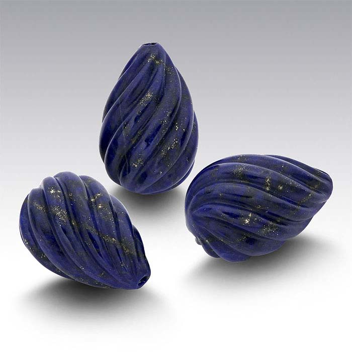 Lapis Lazuli 15 x 10mm Fluted Drop, AA-Grade
