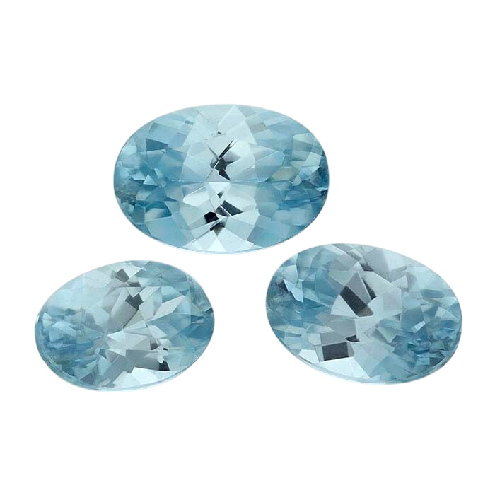 Blue Zircon Oval Faceted Stones, AA Grade