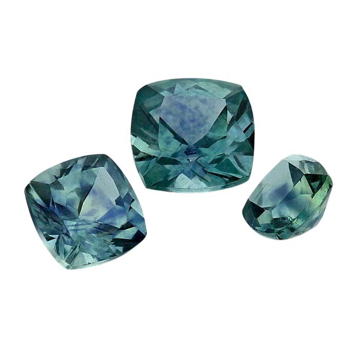American Mined™ Teal Montana Sapphire™ Cushion Faceted Stones