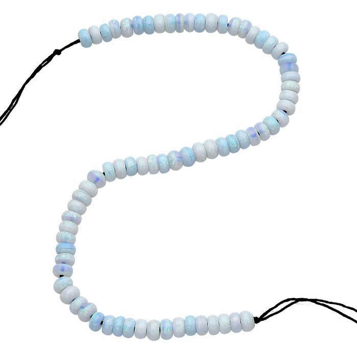 Sterling-Created Nova-Style Lab-Grown Opal Roundel Bead Strands
