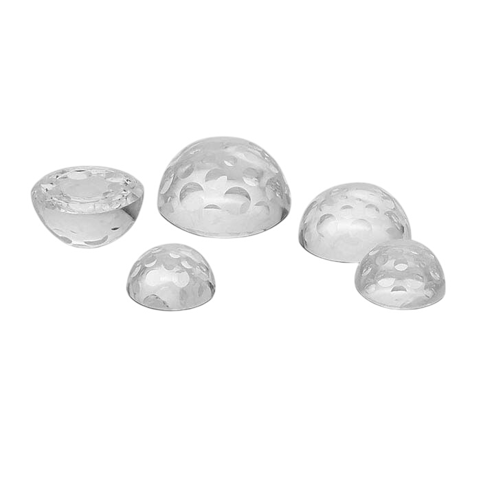 White CZ Round Bubble-Cut Cabochons