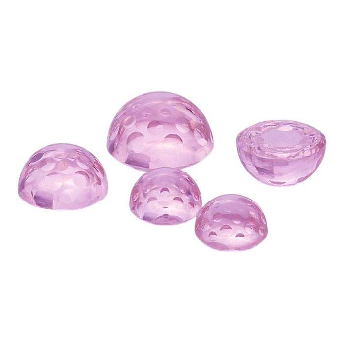 Pink CZ Round Bubble-Cut Cabochons