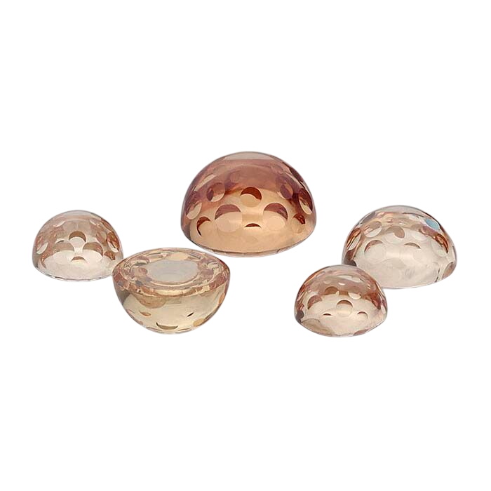 Champagne CZ Round Bubble-Cut Cabochons