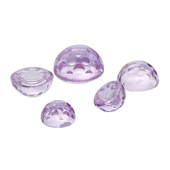 Lavender CZ Round Bubble-Cut Cabochons