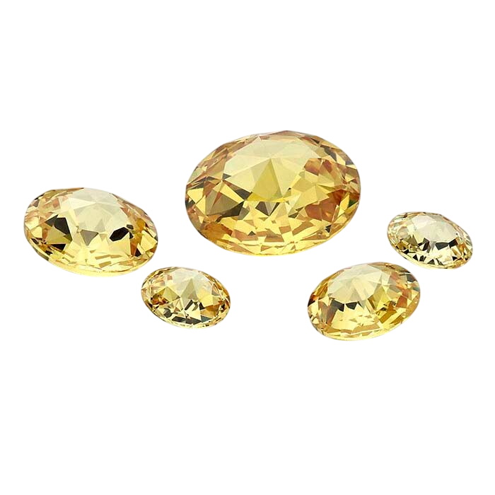 Yellow CZ 8mm Round Double Rose-Cut Stones