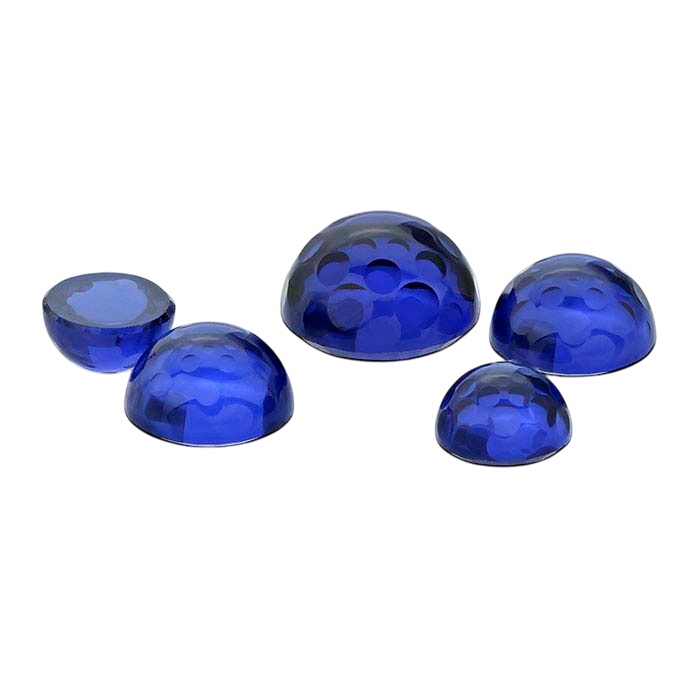 Simulated Sapphire Round Bubble-Cut Cabochons