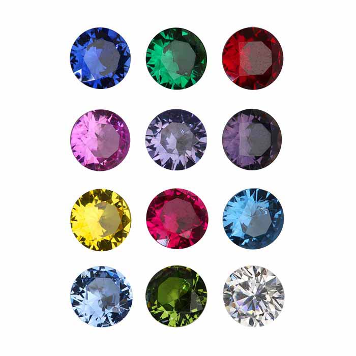 Simulated 4mm Round Faceted Birthstone Set