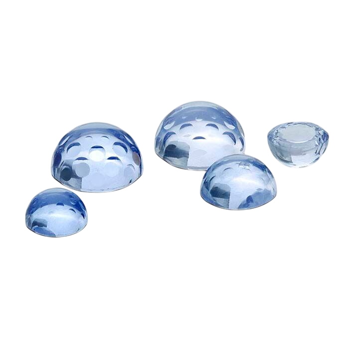 Simulated Aquamarine Round Bubble-Cut Cabochons