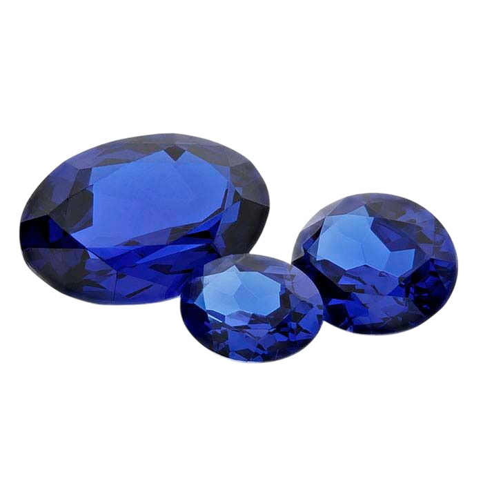 Lab-Created Blue Spinel Oval Faceted Stones