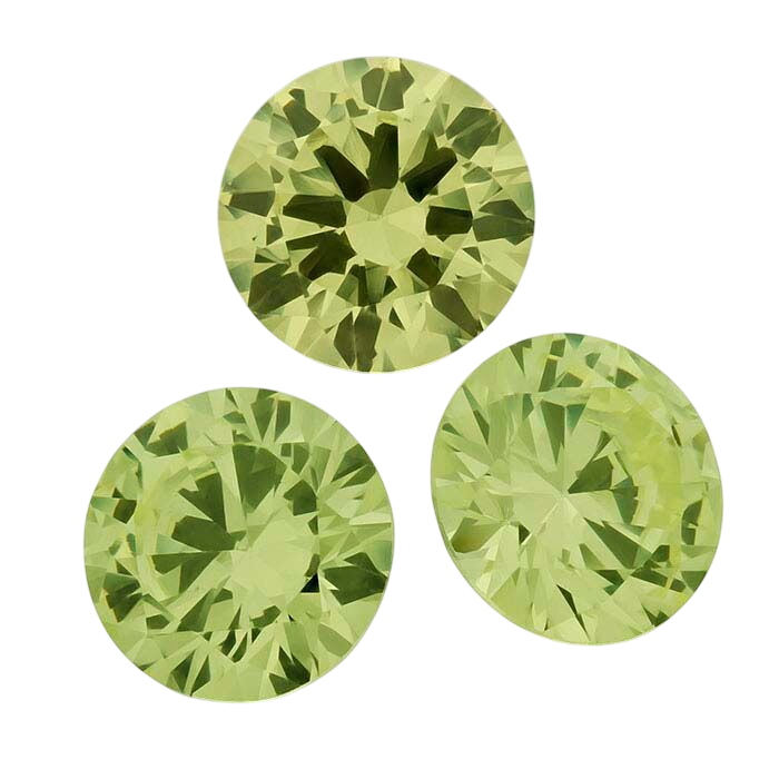 "Peridot" CZ Round Faceted Stones