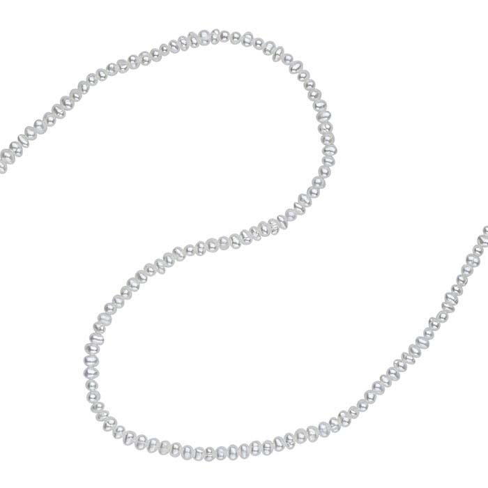 Freshwater Cultured 2–2.5mm Rice-Shaped Pearl Strand, White, A-Grade