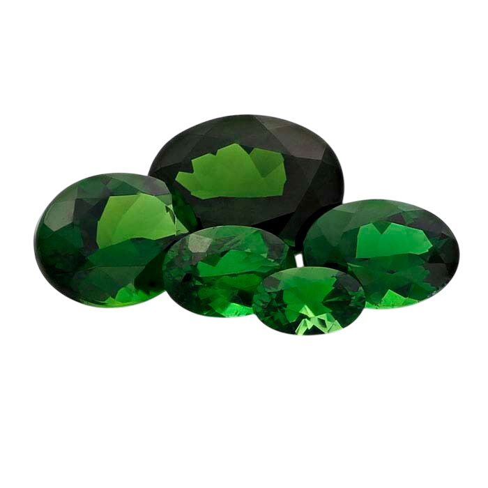 Chrome Diopside Oval Faceted Stones, AAA-Grade