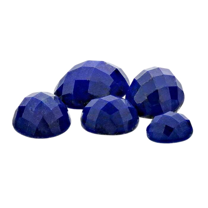 Lapis Lazuli Oval High-Dome Faceted Cabochons, AA-Grade